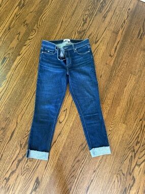 PAIGE Dark Blue Cropped Ankle Jeans